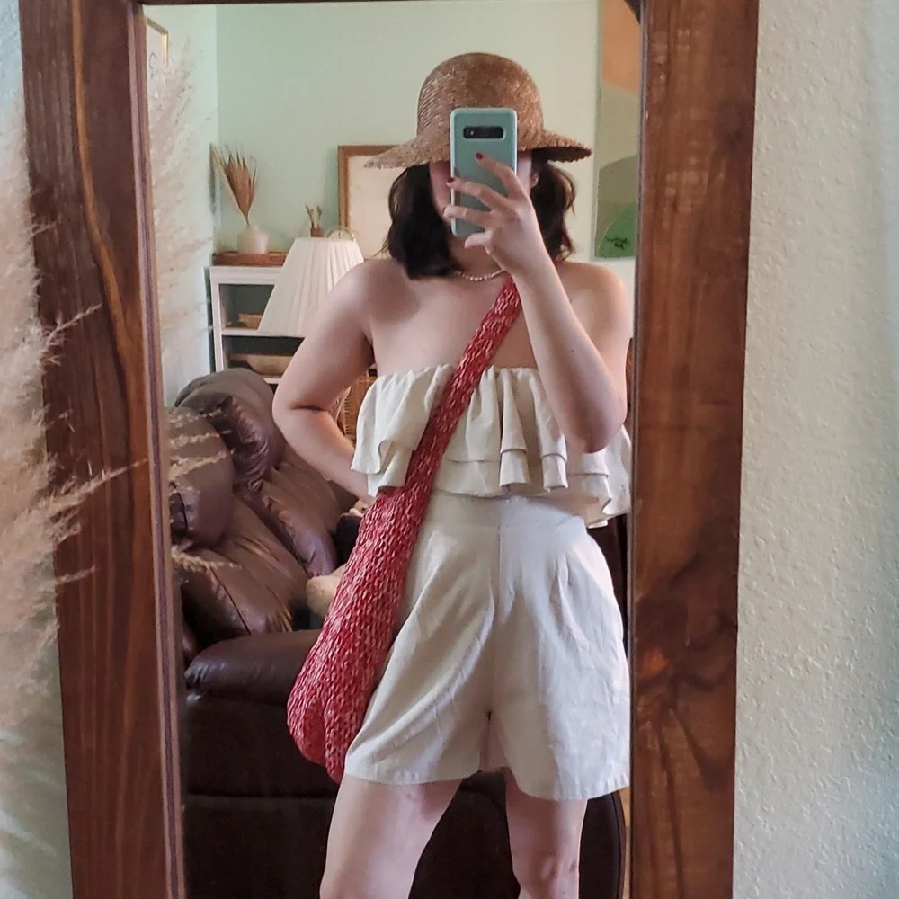 Bundle summer knit bag+ woven hat